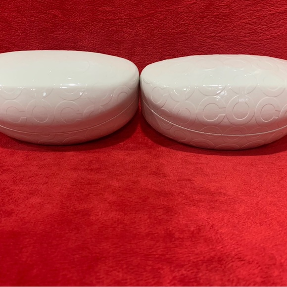 Coach sunglass cases. Cream embossed with Coach logo and brown lining. - Picture 6 of 6